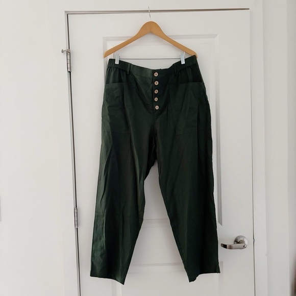 NWT Lintico Simple Button Fly Pants Heidi Linen Lagenlook - Picture 5 of 10